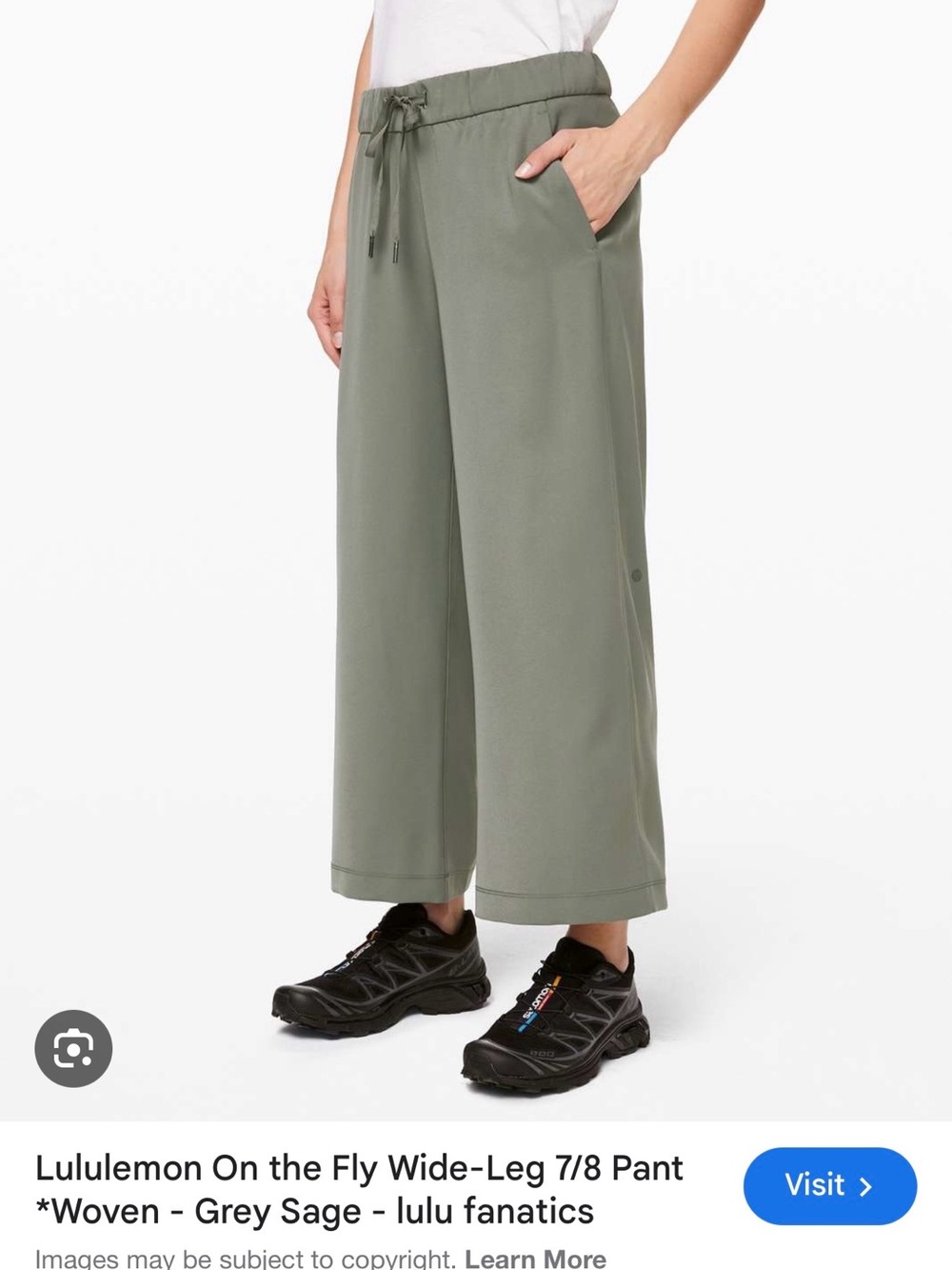 Lululemon Athletica Women’s On the Fly Wide-Leg 7/8 Pant in Sage Grey